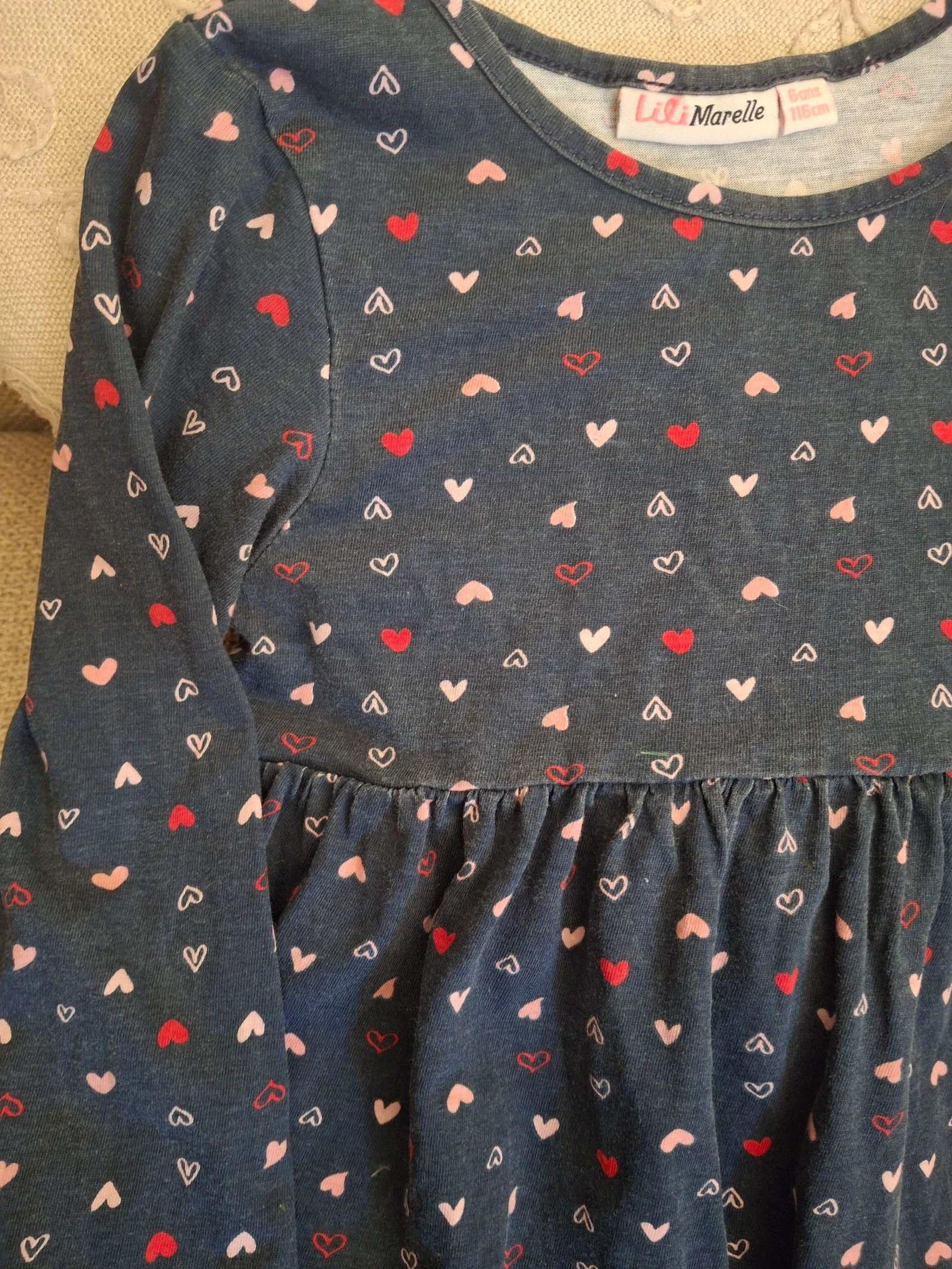 Lili Marelle navy blue long-sleeved dress with heart print size 6 years – photo 2